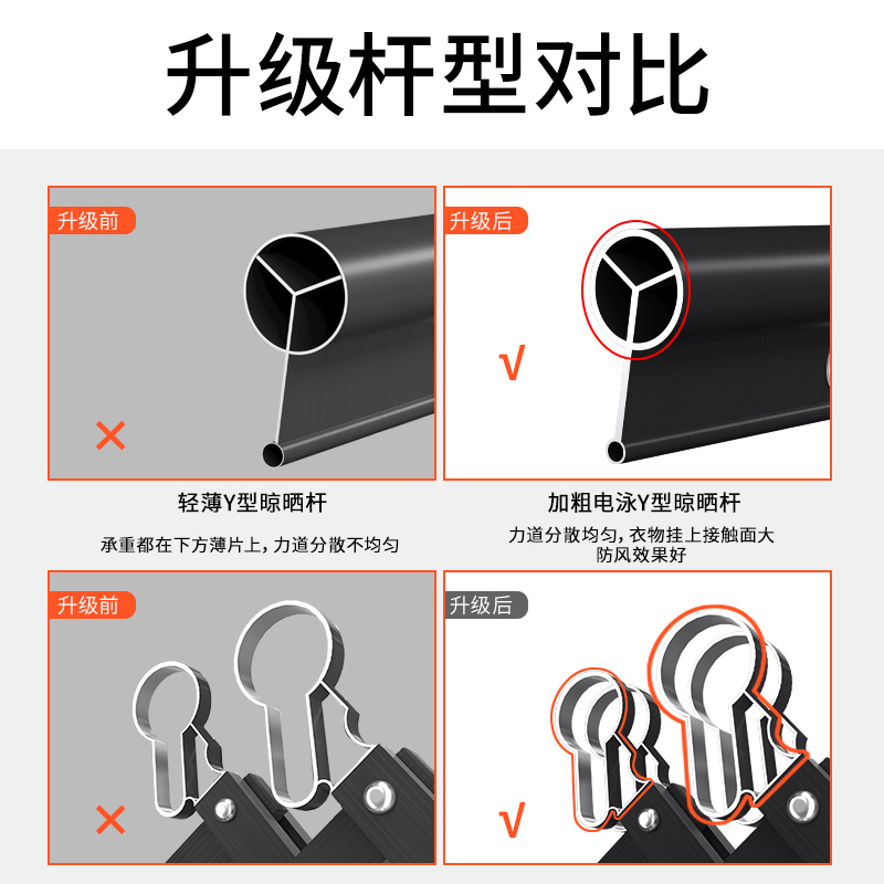 伸缩晾衣架阳台i窗户式推拉折叠衣架户外黑色晒衣架室外家用晾衣