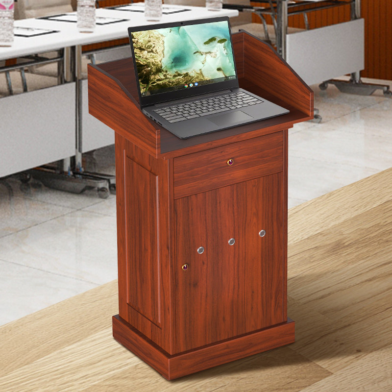 讲台桌演讲台发言台实木会议主持台会所接待O台迎宾台主席台带线