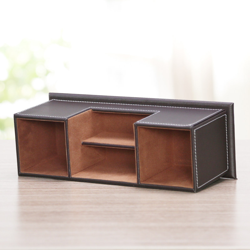 高档皮革多功能桌面办公用品收x纳盒 创意时尚 双排笔筒文具 特价,收纳整理,桌面收纳盒,淘宝优惠券,粉丝福利购,淘宝优惠卷