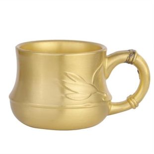 高颜值纯铜竹节奶茶杯黄铜竹节杯全铜茶具摆件品茗杯功.夫茶主人