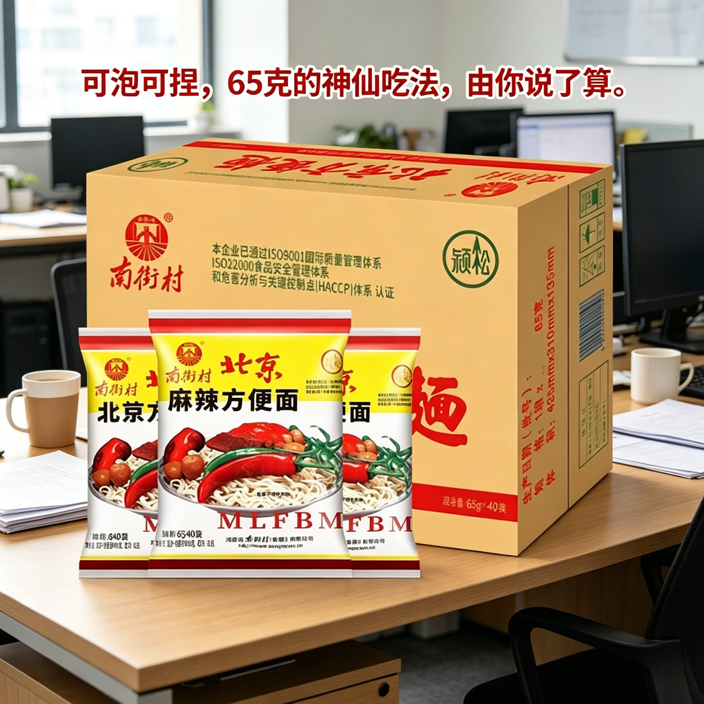 南街村老北京方便面65g/袋*40袋开袋速食麻辣干吃干脆面整箱包邮