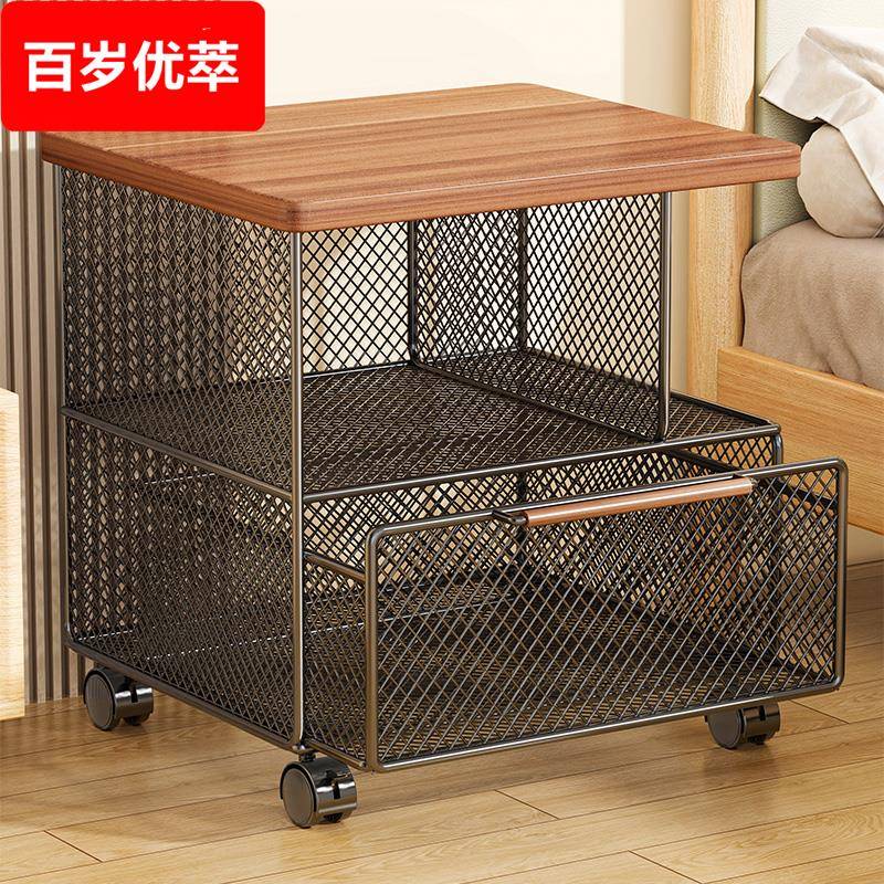 小型床头柜家用卧室床边可移动多层置物架出租房用简易收纳小柜子