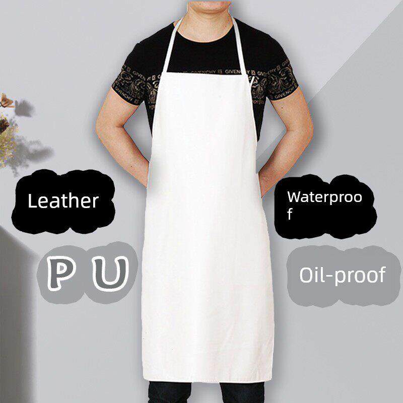 皮Pu防水防油软皮餐饮专用女食堂白色厨房厨师工作男加厚围裙