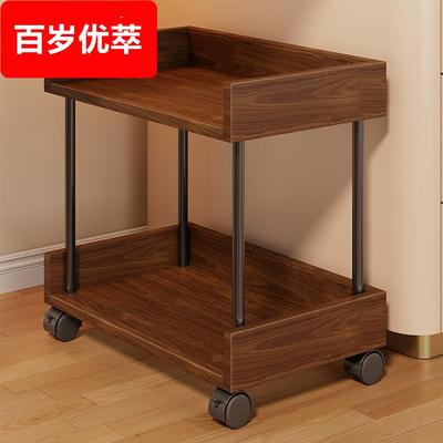 实木桌下置物架书桌书架可移动带轮落地办公室靠墙推车书本收纳书柜儿童书架绘本架玩具收纳层架落地宝宝置物