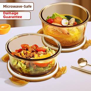 微波炉用食品级带盖玻璃碗、耐高温方便面碗、耐高温上班族保鲜饭