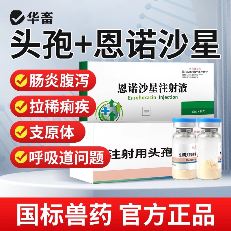 华畜头孢噻呋钠注射兽用猪牛羊腹泻拉稀消炎药恩诺沙星注射液兽药