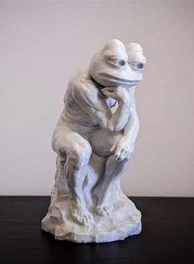 The Feeler Pepe Statue 佩佩青蛙思想O家冥想雕像树脂工艺品摆件