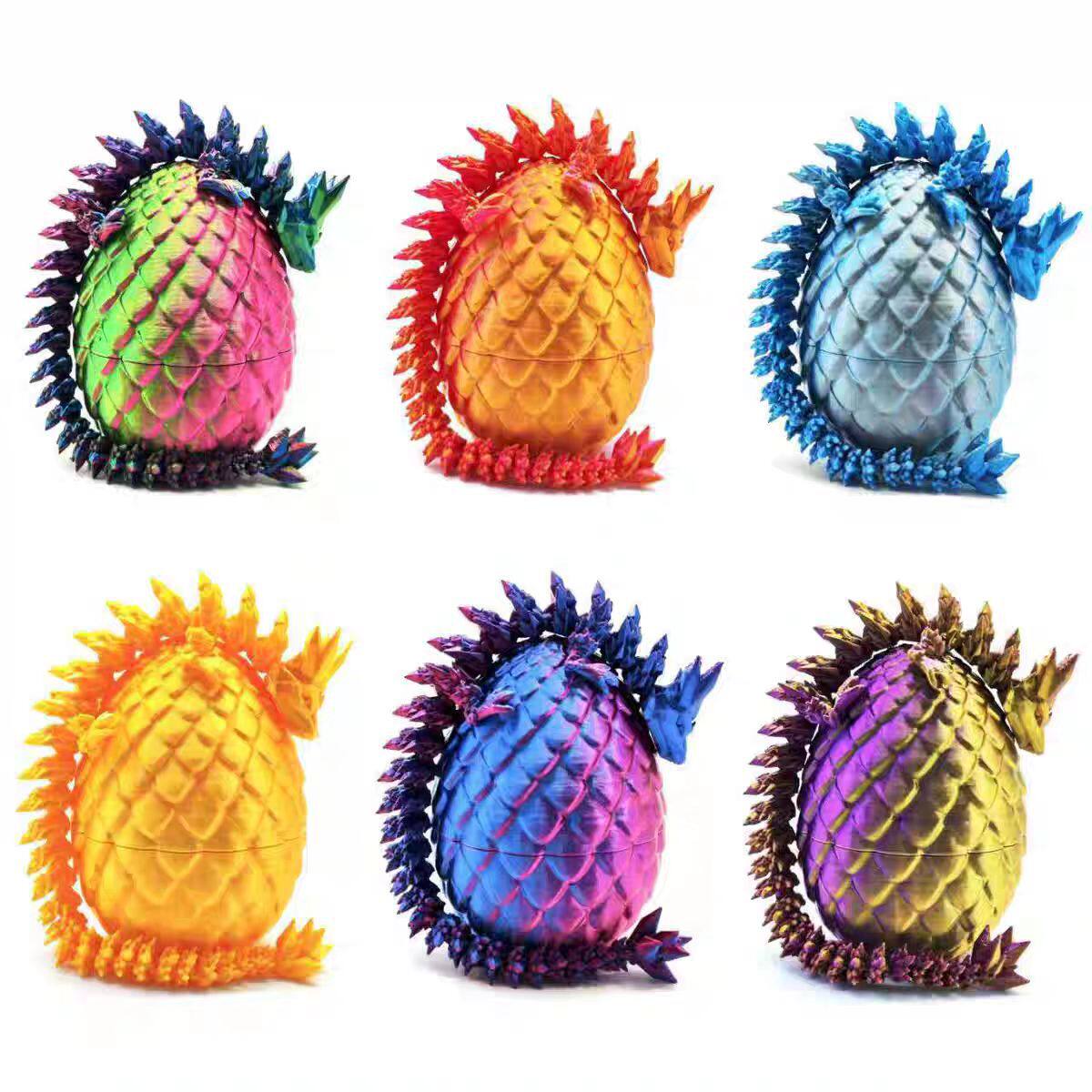 【厂家直销】3d打印水晶龙中国龙蛋套装盲盒玩具龙摆件夜光彩虹