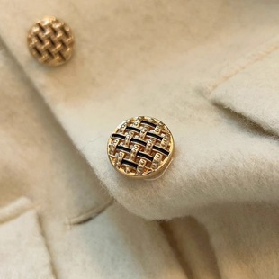 精致高档高脚蘑菇手缝扣小香风网格点油金属纽扣休闲女装 编织扣子