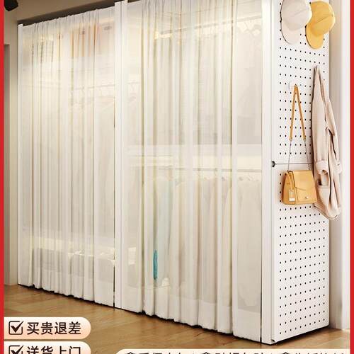 货架衣柜家用卧室出租房衣物收纳简易组装落地洞洞板金属角钢衣架