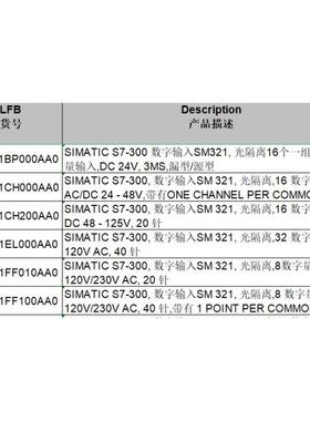 西门子300PLC商6ES7321-1BP00-0AA0数字量6ES73211BP000AA0