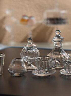 娃屋定各种微缩食玩玻璃模型结合透明瓶罐茶具杯精致小巧可爱