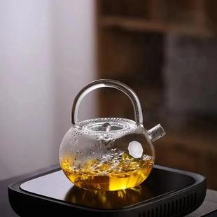 耐热玻璃茶壶 可电陶炉黑茶煮茶壶 琉璃把提梁壶 家用玻璃泡茶壶
