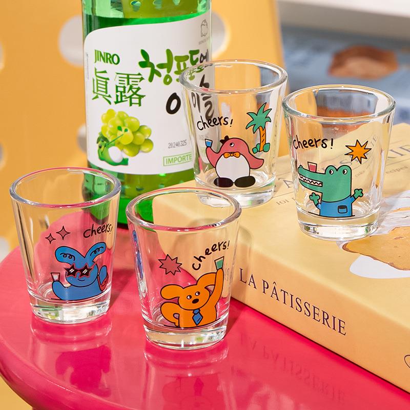创意烧酒杯50ml一两杯动物园白酒一口清酒家用烧酒杯烈酒杯