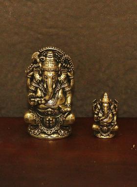 黄铜复古做旧泰国财神象神摆件桌面装饰摆设工艺品收藏手把件摆件