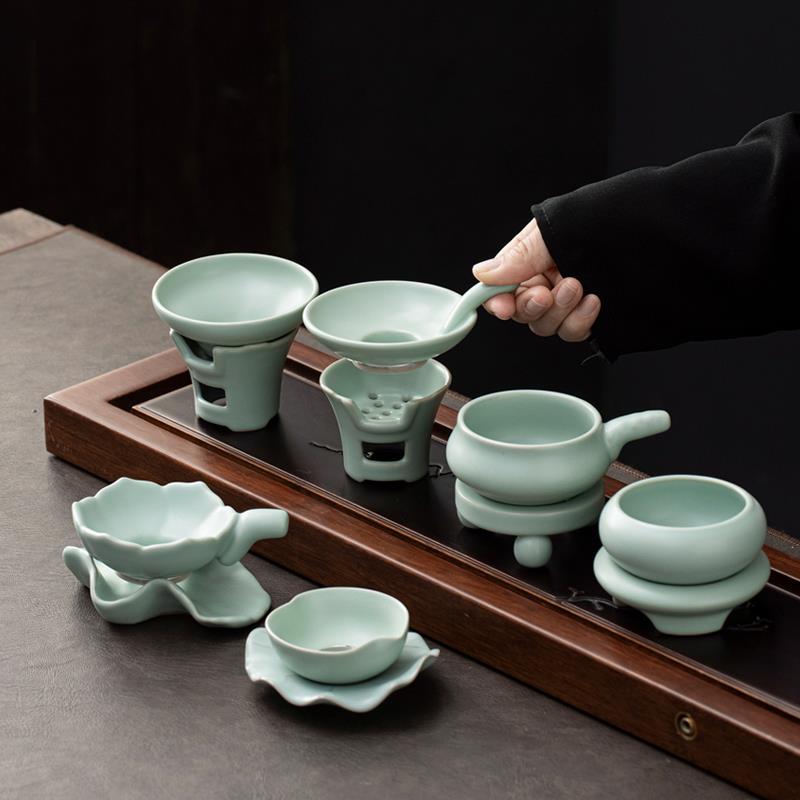 14Y茶漏过滤网茶具配件陶瓷汝窑开片可养蝉翼纹汝瓷简约格调