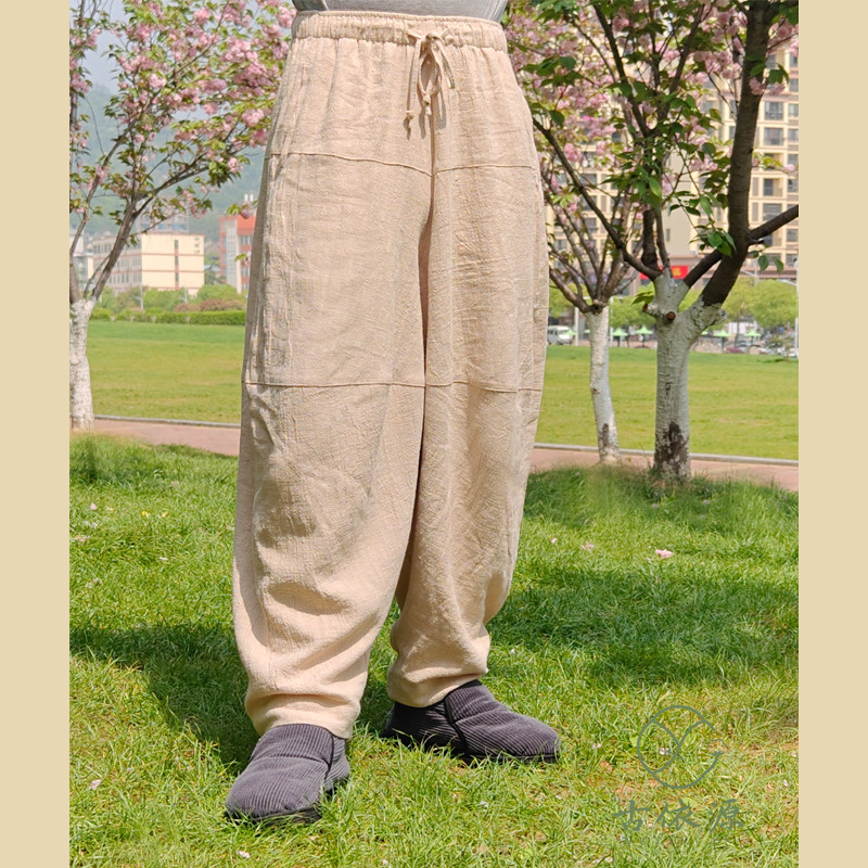 古依源苎麻棉松紧腰男女士宽松休闲打坐禅修太极裤灯笼裤萝卜裤 - 古依源名品店出品
