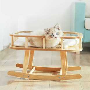 可用夏季 猫窝猫床木制宠物吊床四季 猫咪秋千简约大号摇床猫咪用品
