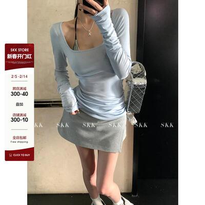 Skk Store 舒软垂垂t 天丝防晒长袖T恤夏季美式薄款空调衫上衣女