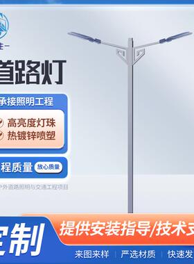 市电led路灯6米8米新农村家用户外高亮市政工程单双臂路灯杆