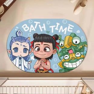 哪吒魔童闹海卡通软硅藻泥浴室地垫吸水防滑卫生间门口脚垫家用