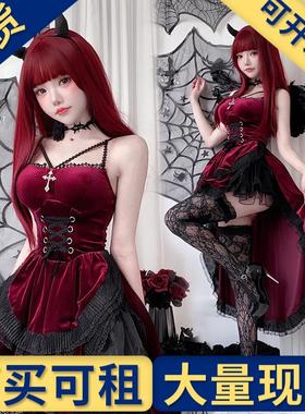 出租出售】欧美暗黑哥特风万圣节服装女士连衣裙燕尾女巫婆吸血鬼