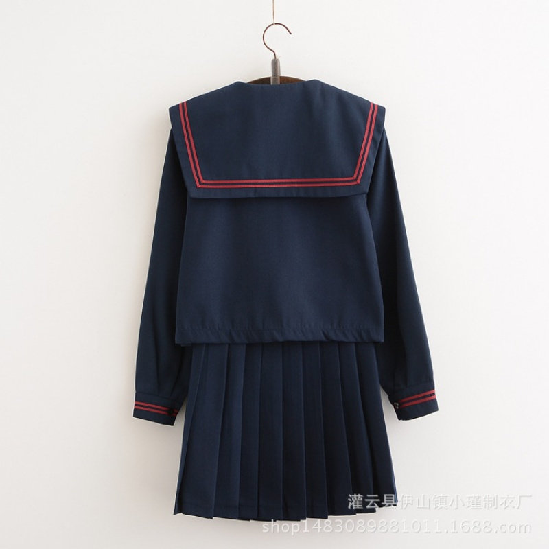 【现货】正统JK制服秋季日本长袖套装女cos百褶裙日系水手服学生