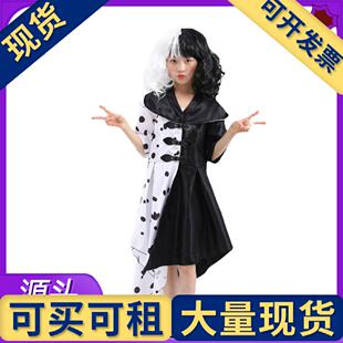 出租出售】电影101忠狗cos库伊拉 ·德维尔斑点连衣裙黑白魔女舞