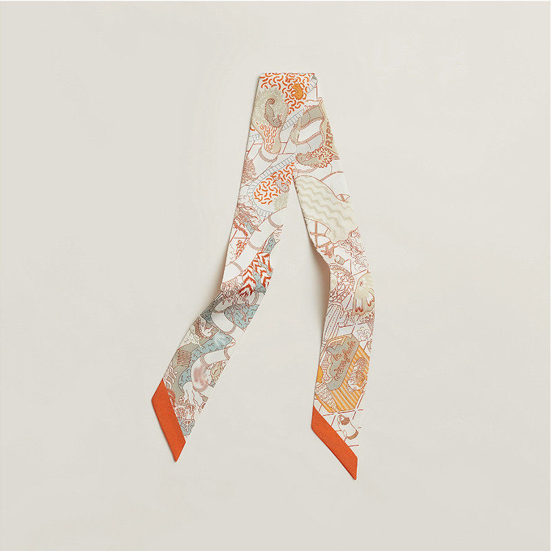 水上游乐园2024twilly100%桑蚕丝真丝丝巾绑包包手柄束发带窄飘带