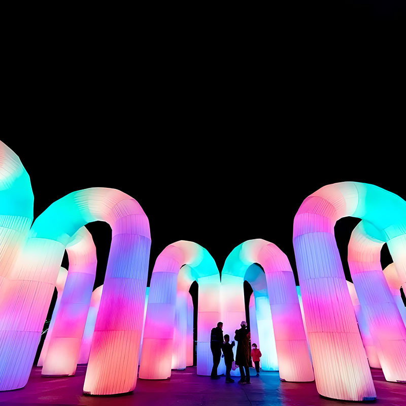 加工彩虹七彩发光拱门气模网红打卡广场布景装饰充气定制u型气模