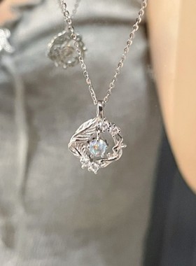 999纯银项链女款轻奢小众高级感月光石颈链2024新款爆款生日礼物