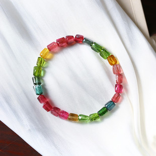 老矿色标碧玺随形款手链 颜色好晶体好 女款不规则珠碧玺饰品