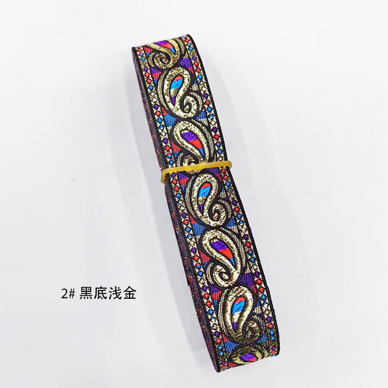 汝蝶2.5cm民族花边提花电脑织带服装辅料金银线涤纶花边