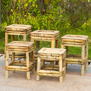 竹椅子竹凳子凳家用手工编织田园小方凳小板凳成人经济型大高椅子