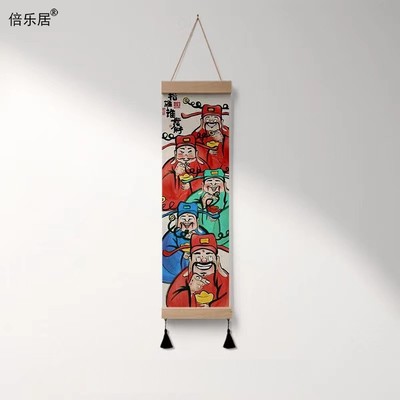 五路财神爷挂画指谁谁发财创意装饰画国潮网红墙画新中式招财壁画