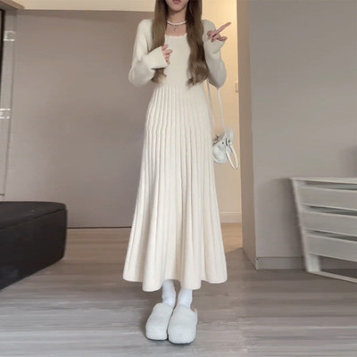 高货速发大码茶歇法式后妈连衣裙子女春秋微胖mm大衣内搭打底针织