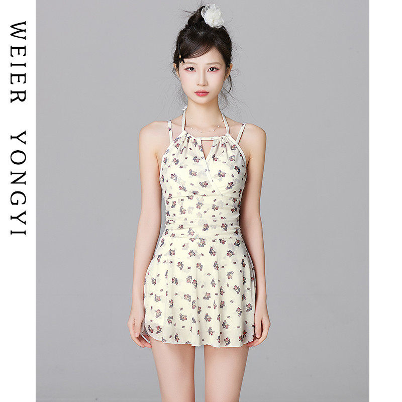 泳衣女高级感2025新款连体裙式挂脖保守遮肚显瘦少女小胸聚拢温泉,运动/瑜伽/健身/球迷用品,连体泳衣,淘宝优惠券,粉丝福利购,淘宝优惠卷