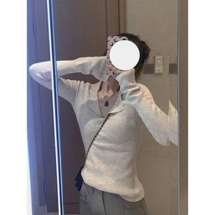 小众POLO针织衫 法式 显瘦内搭薄款 新品 修身 设计感打底衫 新款 女春季