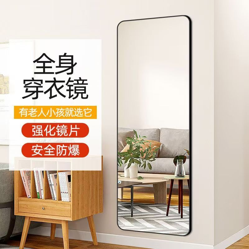 平开门衣柜镜子内置推拉可旋转隐藏折叠穿衣镜内装隐形家用全身