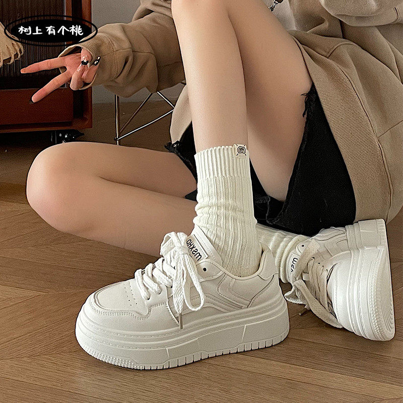 树上有个桃厚底增高小白鞋女2024春季新款学生党百搭休闲运动板鞋,女鞋,休闲板鞋,淘宝优惠券,粉丝福利购,淘宝优惠卷