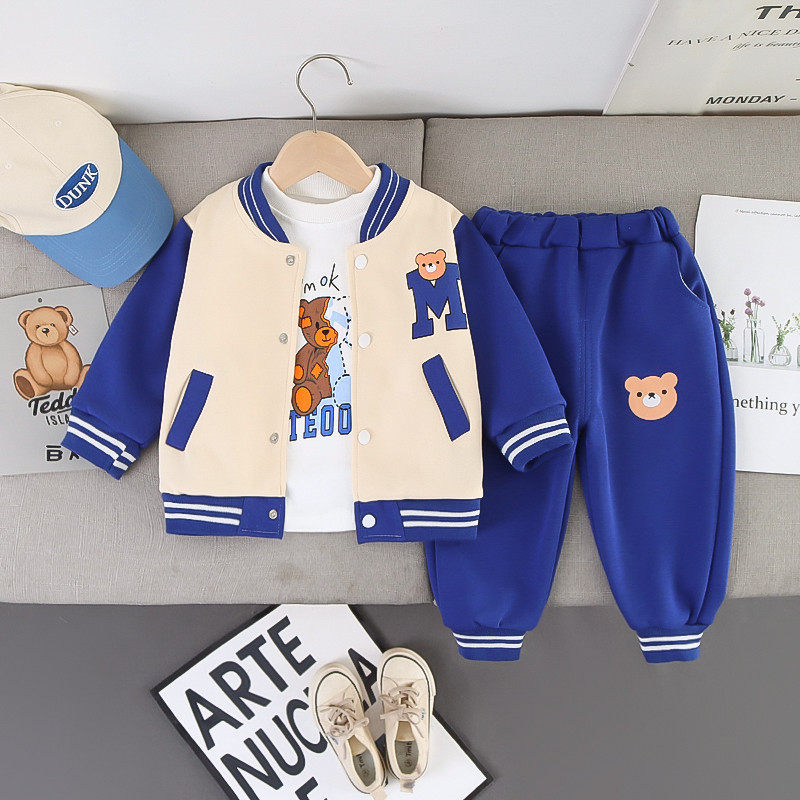 男童春秋套装2025新款宝宝秋季洋气棒球服三件套0-5岁儿童3春秋潮