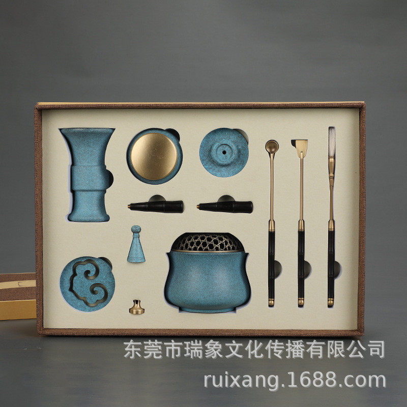 t4106黄铜喇叭立炉彩色/多色香道礼品套装/香道器具/香炉香薰器具