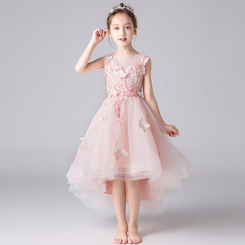 粉色公主裙女童礼服蓬蓬儿童主持人小女孩花童高端钢琴演出服夏季