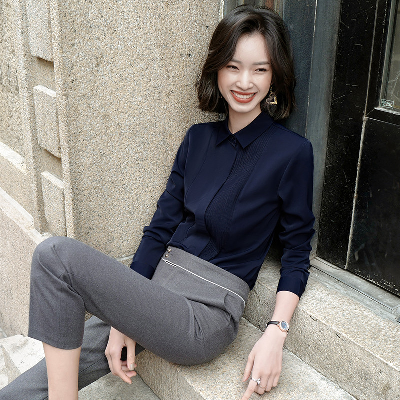 高货速发职业衬衫女长袖西装内搭工装2025春秋雪纺正装白色衬衣气