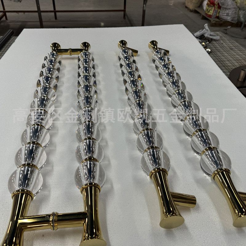 玻璃把手不锈钢大门把手中式美式轻奢水晶拉手简约别墅双开门拉手