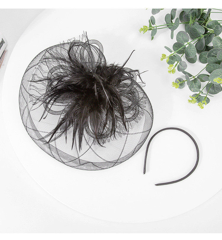 英式赫本复古黑色网纱小礼帽头饰女年会礼服舞台走秀表演帽子详情11