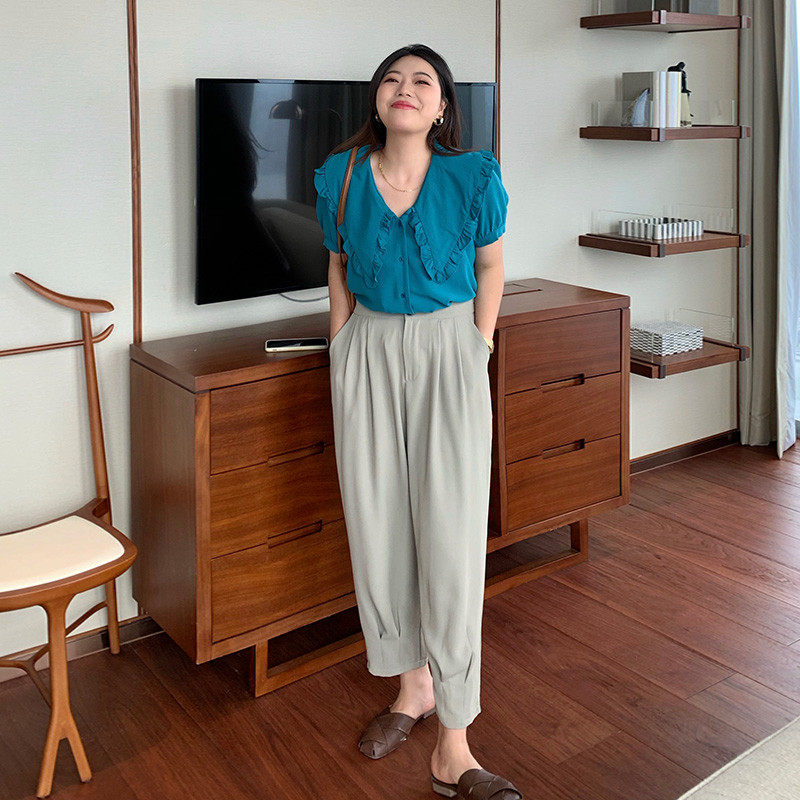 大码胖mm裤女2024新款夏季显瘦束脚九分早秋薄款