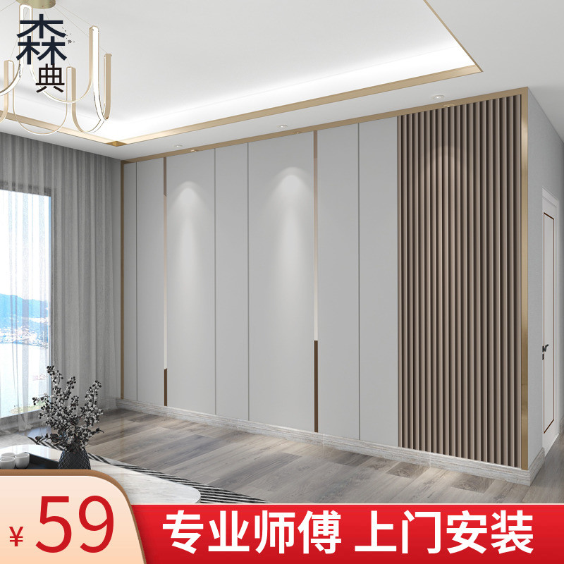 电视背景墙壁纸轻奢仿格栅大气线条壁布客厅沙发仿硬包墙布无纺布
