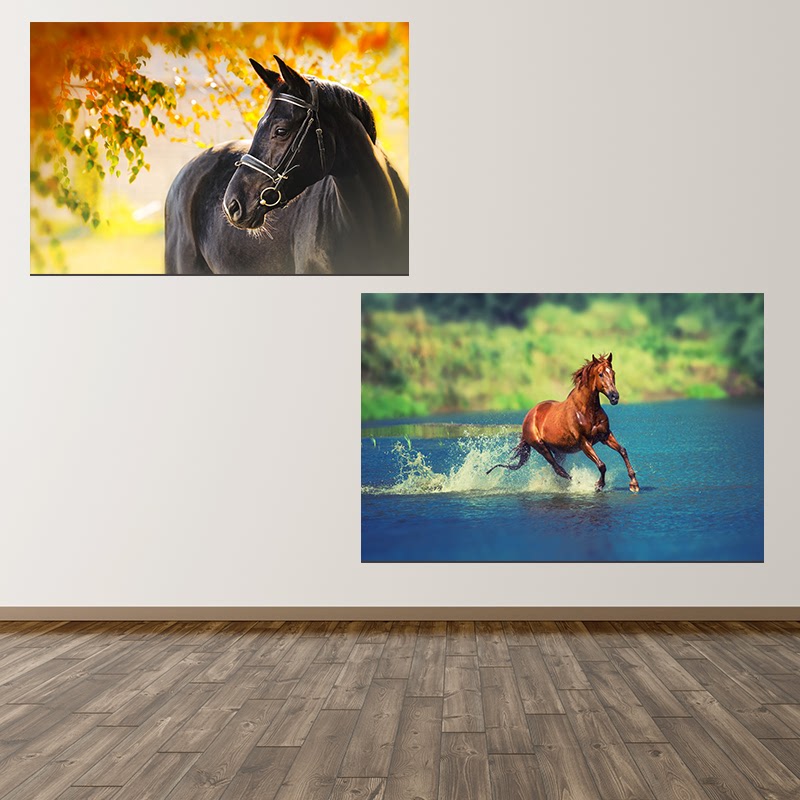 骏马画报动物马海报现代简约装饰画客厅卧室墙贴自粘防水有框挂画图片