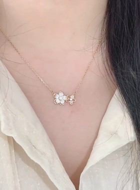 999纯银樱花项链女生新款2025爆款轻奢小众足银锁骨链情人节礼物